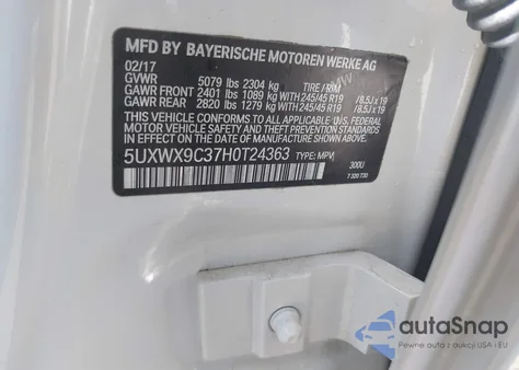2017 BMW X3 xDrive28I from USA, damaged, VIN 5UXWX9C37H0T24363